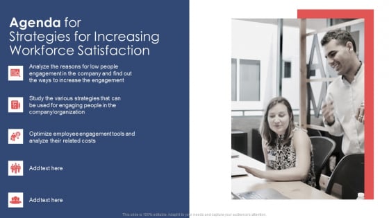 Agenda For Strategies For Increasing Workforce Satisfaction Ppt Slides Background Images PDF Agenda For Strategies For Increasing Workforce Satisfaction Ppt Slides Background Images PDF