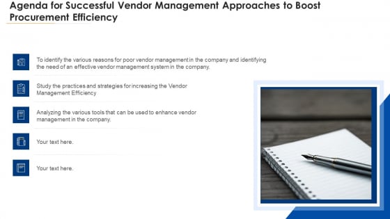 Agenda For Successful Vendor Management Approaches To Boost Procurement Efficiency Introduction PDF