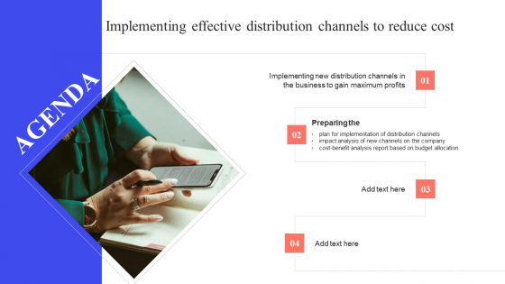 Agenda Implementing Effective Distribution Channels To Reduce Cost Introduction PDF