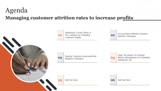 Agenda Managing Customer Attrition Rates To Increase Profits Mockup PDF
