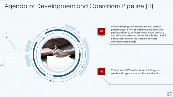 Agenda Of Development And Operations Pipeline IT Clipart PDF