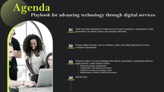 Agenda Playbook For Advancing Technology Through Digital Services Clipart PDF