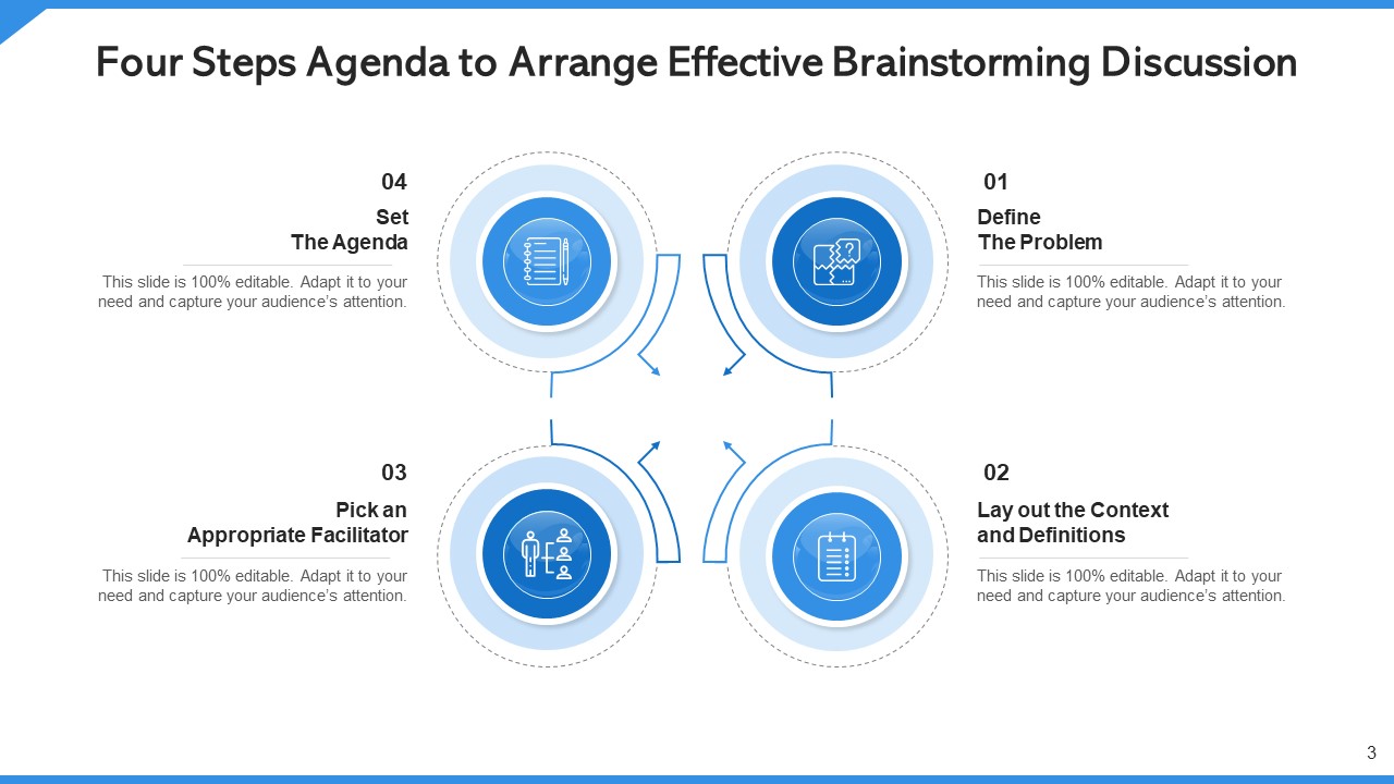 Agenda To Arrange Effective Brainstorming Discussion Context Ppt PowerPoint Presentation Complete Deck With Slides image good