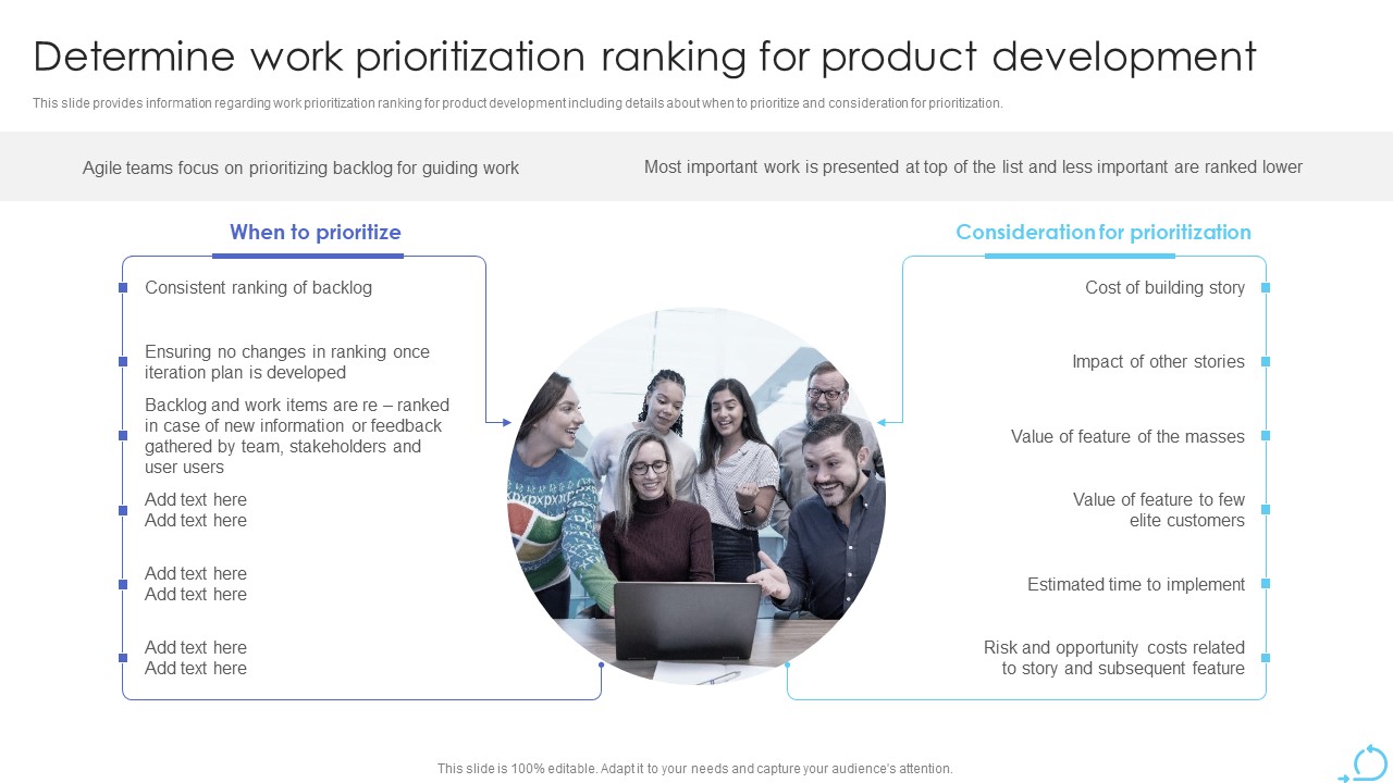Agile Approaches For IT Team Playbook Determine Work Prioritization Ranking For Product Development Graphics PDF