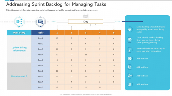 Agile Certificate Coaching Company Addressing Sprint Backlog For Managing Tasks Icons PDF Agile Certificate Coaching Company Addressing Sprint Backlog For Managing Tasks Icons PDF