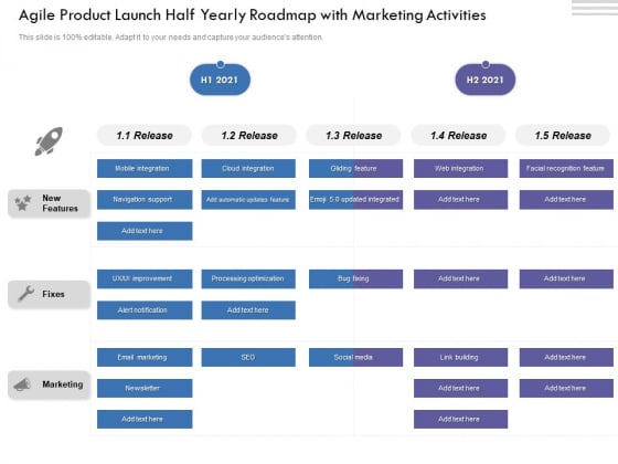 Agile Product Launch Half Yearly Roadmap With Marketing Activities Mockup Agile Product Launch Half Yearly Roadmap With Marketing Activities Mockup