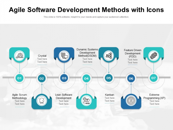 Agile Software Development Methods With Icons Ppt PowerPoint Presentation Styles Maker PDF
