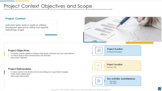 Agile Software Development Proposal Project Context Objectives And Scope Infographics PDF