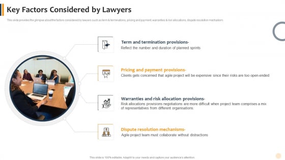 Agile Technique To Lawful Pitch And Proposals IT Key Factors Considered By Lawyers Sample PDF
