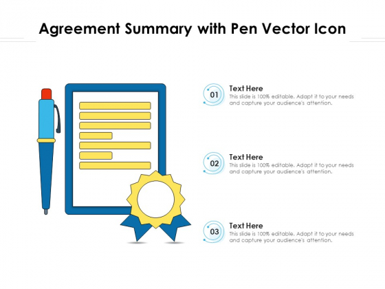 Agreement Summary With Pen Vector Icon Ppt PowerPoint Presentation Gallery Display PDF Agreement Summary With Pen Vector Icon Ppt PowerPoint Presentation Gallery Display PDF