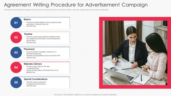 Agreement Writing Procedure For Advertisement Campaign Graphics PDF Agreement Writing Procedure For Advertisement Campaign Graphics PDF