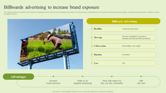 Agriculture Marketing Strategy To Improve Revenue Performance Billboards Advertising To Increase Brand Exposure Pictures PDF