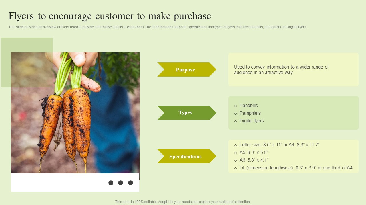 Agriculture Marketing Strategy To Improve Revenue Performance Flyers To Encourage Customer To Make Purchase Summary PDF