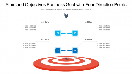Aims And Objectives Business Goal With Four Direction Points Ppt PowerPoint Presentation Gallery Master Slide PDF Aims And Objectives Business Goal With Four Direction Points Ppt PowerPoint Presentation Gallery Master Slide PDF