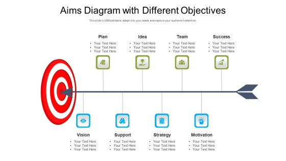 Aims Diagram With Different Objectives Ppt PowerPoint Presentation File Portfolio PDF