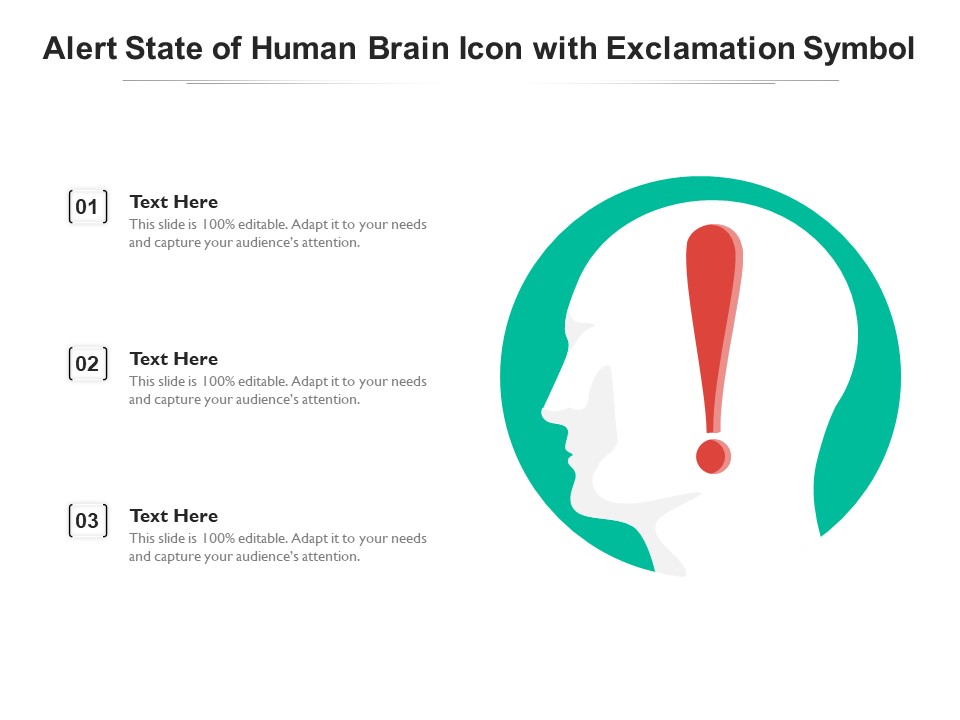 Alert State Of Human Brain Icon With Exclamation Symbol Ppt PowerPoint Presentation Gallery Example Topics PDF