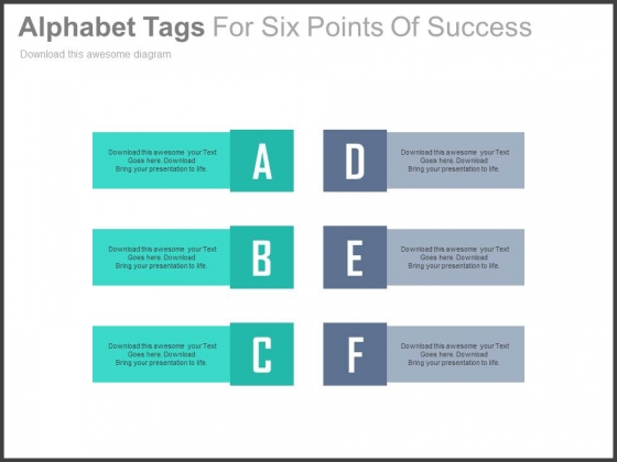 Alphabet Tags For Agenda Slide Powerpoint Slides