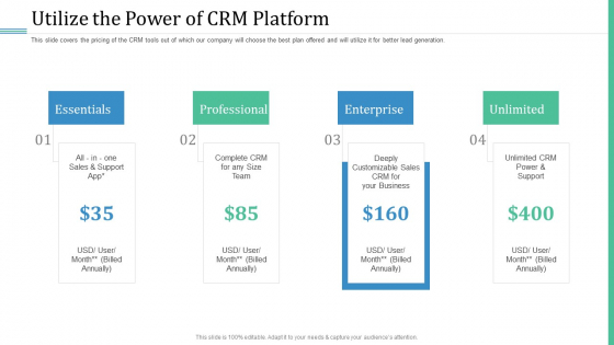 Alternative Distribution Advertising Platform Utilize The Power Of CRM Platform Icons PDF