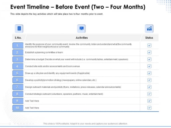 Amusement Event Coordinator Event Timeline Before Event Two Four Months Ppt PowerPoint Presentation Infographic Template Background Image PDF Amusement Event Coordinator Event Timeline Before Event Two Four Months Ppt PowerPoint Presentation Infographic Template Background Image PDF
