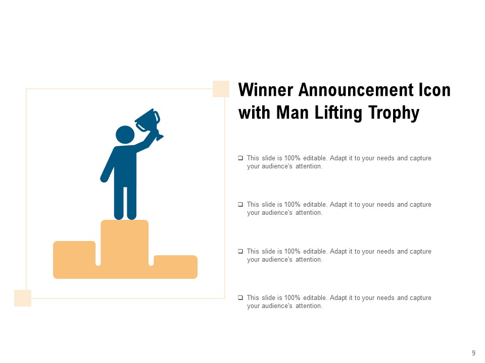 And The Winner Is Announcement Olympic Trophy Ppt PowerPoint Presentation Complete Deck idea professionally