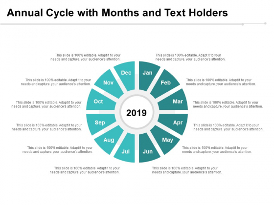 Annual Cycle With Months And Text Holders Ppt PowerPoint Presentation Show Topics