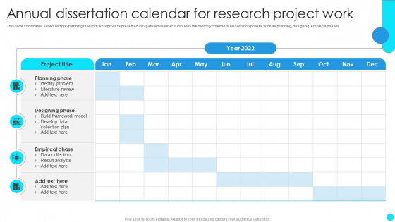 Annual Dissertation Calendar For Research Project Work Elements PDF