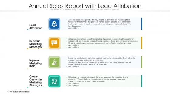 Annual Sales Report With Lead Attribution Ppt Model Files PDF