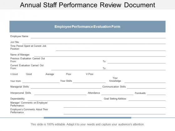 Annual Staff Performance Review Document Ppt Powerpoint Presentation Pictures Sample