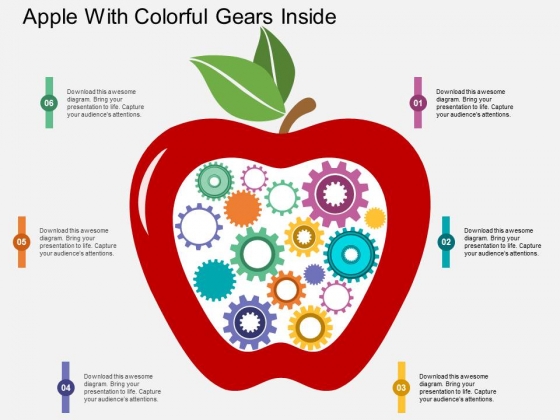 Apple With Colorful Gears Inside Powerpoint Template Apple With Colorful Gears Inside Powerpoint Template