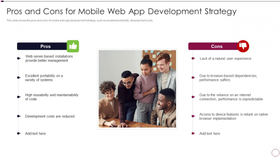 Application Development Pros And Cons For Mobile Web App Development Strategy Graphics PDF