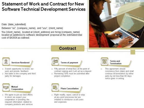 Application Technology Statement Of Work And Contract For New Software Technical Development Services Elements PDF Application Technology Statement Of Work And Contract For New Software Technical Development Services Elements PDF