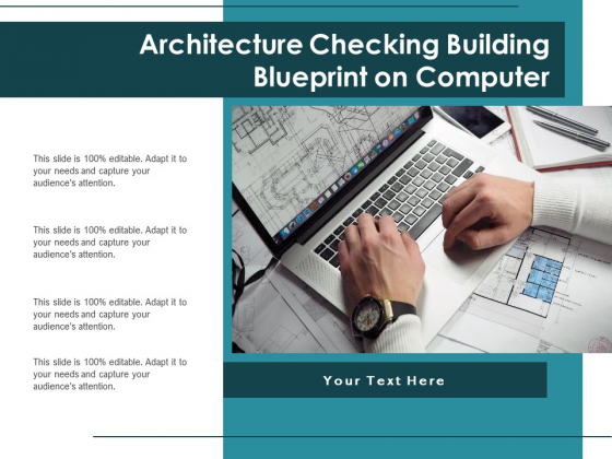 Architecture Checking Building Blueprint On Computer Ppt PowerPoint Presentation Infographics Elements PDF