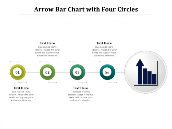 Arrow Bar Chart With Four Circles Ppt PowerPoint Presentation Icon Background Images PDF