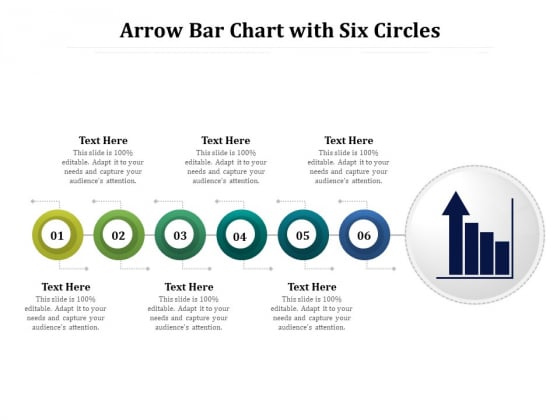 Arrow Bar Chart With Six Circles Ppt PowerPoint Presentation Gallery Design Inspiration PDF