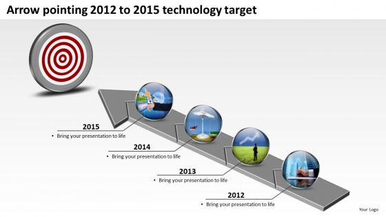 Arrow Pointing 2012 To 2015 Technology Target PowerPoint Templates Ppt Slides Graphics