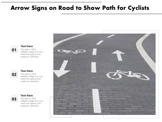 Arrow Signs On Road To Show Path For Cyclists Ppt PowerPoint Presentation Gallery Skills PDF