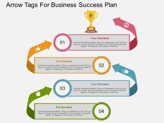 Arrow Tags For Business Success Plan Powerpoint Template