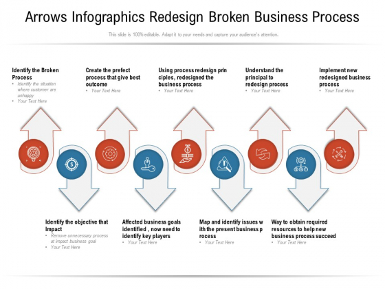 Arrows Infographics Redesign Broken Business Process Ppt PowerPoint Presentation Icon Layout Ideas PDF
