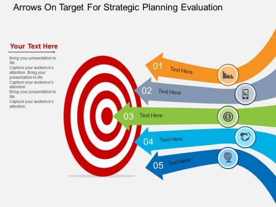 arrows on target for strategic planning evaluation powerpoint