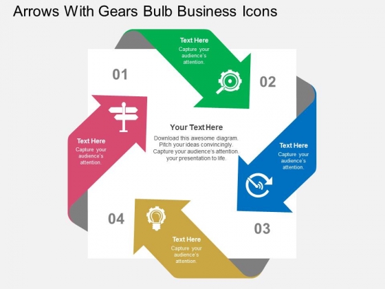 Arrows With Gears Bulb Business Icons Powerpoint Templates Arrows With Gears Bulb Business Icons Powerpoint Templates