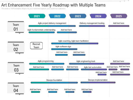 Art Enhancement Five Yearly Roadmap With Multiple Teams Infographics Art Enhancement Five Yearly Roadmap With Multiple Teams Infographics