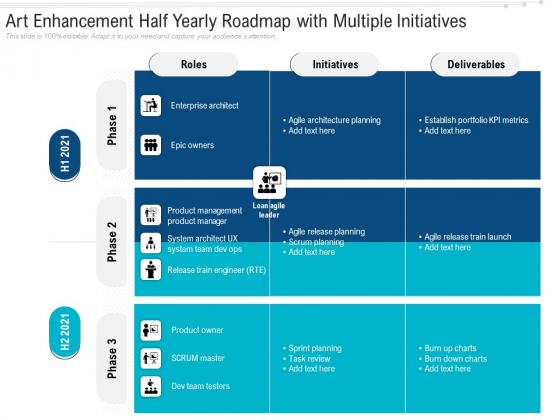 Art Enhancement Half Yearly Roadmap With Multiple Initiatives Diagrams