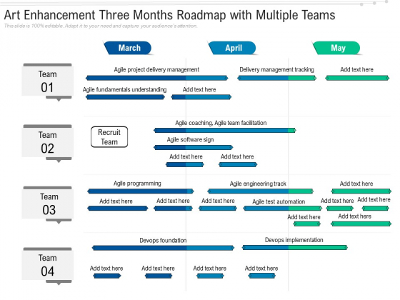 Art Enhancement Three Months Roadmap With Multiple Teams Demonstration