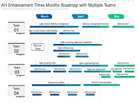 Art Enhancement Three Months Roadmap With Multiple Teams Demonstration Art Enhancement Three Months Roadmap With Multiple Teams Demonstration