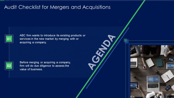 Audit Checklist For Mergers And Acquisitions Agenda Elements PDF