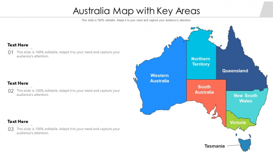 Australia Map With Key Areas Ppt PowerPoint Presentation Gallery Graphics Template PDF