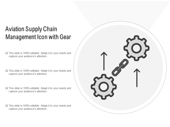 Aviation Supply Chain Management Icon With Gear Ppt PowerPoint Presentation Show Demonstration