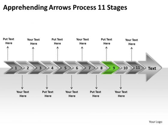 Apprehending Arrows Process 11 Stages PowerPoint Flow Charts Slides