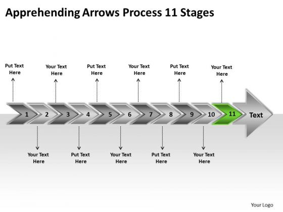 Apprehending Arrows Process 11 Stages Ppt Creating Flowchart PowerPoint Templates