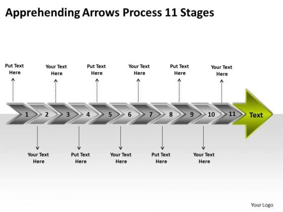 Apprehending Arrows Process 11 Stages Technical Drawing PowerPoint Templates